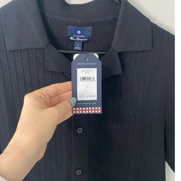 New Ben Sherman Knit Button Down Polo, Size Small - Picture 2 of 3
